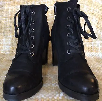 Marta Jonsson ⭐️ Black Nubuck Platform Boots ⭐️  Side Zip & Laces ⭐️Size 6 • £19.99