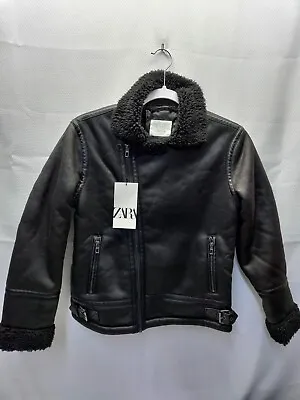 ZARA Faux Leather Double Faced Bomber Jacket Size 10 Cm 140 • $69.99