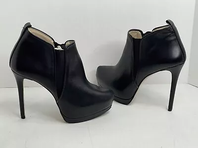 Zara Woman Cruise S/S 12 Ankle Bootie Black Leather Heels Size Eu 38 • $19.99