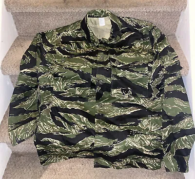 Vintage Tiger Stripe Jungle Camo Shirt Jacket Combat Medium 40-42 Made In USA • $150