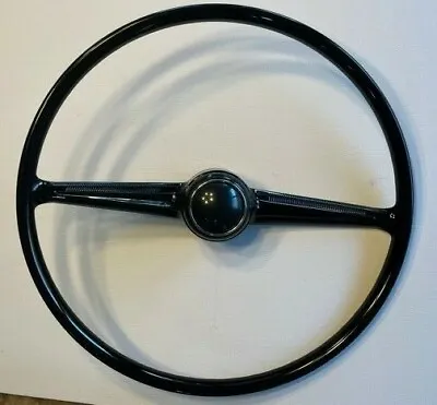 VW Bus T2 Type 2 Steering Wheel Vintage Piano Black Split Window Bus Kombi 58-67 • $245.50