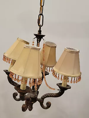 Murray Feiss F1801 4-Light Beaded Chandelier With Fabric Shades • $199.95