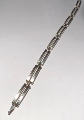 Ladies Sterling Silver 925 GATE BRACELET 5mm Wide 2 Bar HALLMARKED 7inch 18cm • £26.99