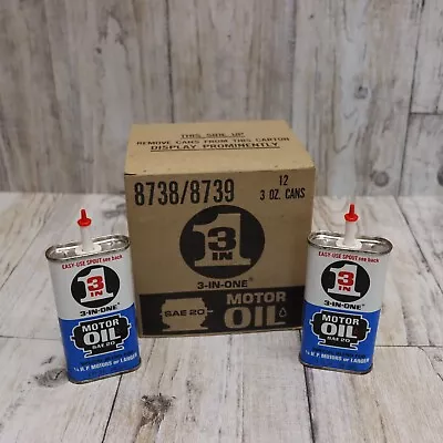 12 Pack- Vintage 3-In-One Motor Oil Tin Can 3 Oz Oiler Blue SAE 20- (full) • $74.99