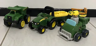 John Deere Tractor Trailer Dump Trucks Vehicles Toys Lot Of 3 Working • $40