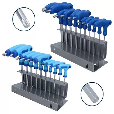 20pc T Bar Allen Key Sets Wrenches 2mm – 10mm T9 – T50 With Storage Racks • £22.97