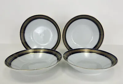 Noritake Vienna Coup Bowls 7.5  Blue & Gold Lace Pattern 2796 (Set Of 4) A • $39.95