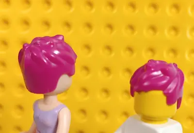 LEGO Mad Scientist Wig BRIGHT PINK Sticking Up Messy Punk Short Sassy Hair Cut • $2.84