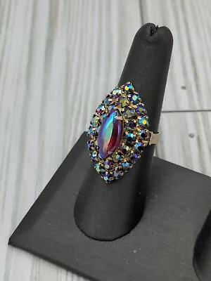 Vintage Aurora Borealis Adjustable Ring 1960's Sparkly!  • $18.99