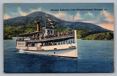 Newport VT Steamer Anthemis Lake Memphremagog PM 1946 Postcard Vtg E6  • $7.99