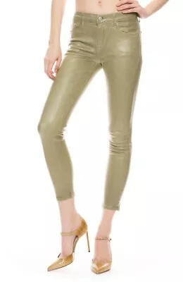 J Brand 835 Photo Ready Coated Lalia Gold Metallic Skinny Crop Jeans 32 $268 • $116