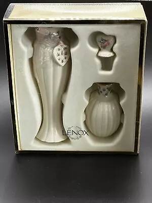 Lenox Classic Vanity Set 6 Inch Floral Vase Gold Trim With Bottle /Stopper New • $26.50