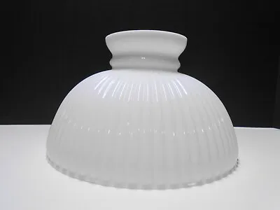 Vintage Milk Glass Hurricane Lamp Shade 10  Fitter With Ribbed Sides EUC • $49.99