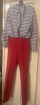 Pink Tartan Silk Long Sleeves Blouse 6 • $49