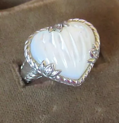 Judith Ripka Sterling 925 Ring Heart Shaped. Mother Of Pearl CZ Size 7-1/2 • $40