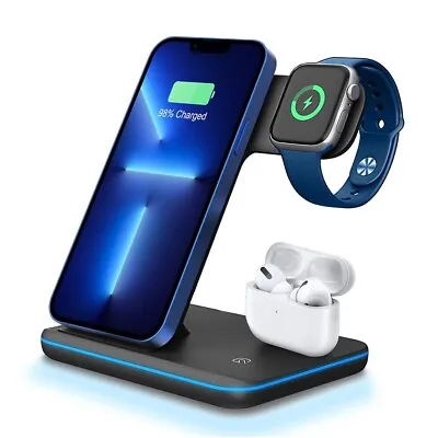 $23.99 • Buy 3IN1 Wireless Charger Dock Station For Apple Watch 8/7/SE Air Pods IPhone 14 13