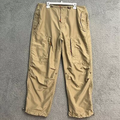 Vintage Gap Parachute Cargo Pants Mens Large Beige Baggy Loose Fit Y2K Tech • $49.87