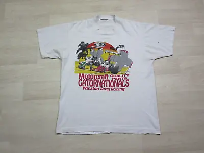 Vintage 1987 Motorcraft Gator Nationals Drag Racing T Shirt Size (L) Florida • $35.98