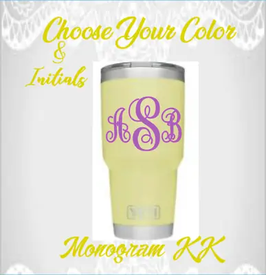 Monogram Vinyl Decal Sticker For Your Tumblers Ramblers Cups 2.5   3 Initials • $3