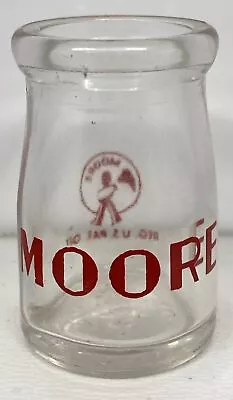 Moore Dairy Creamer 1oz Lancaster PA Mini Milk Bottle 2.25” Pyro Glaze • $21.99