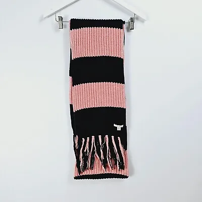 Jack Wills - Chunky Knit Scarf With Tassel - Navy / Pink • £18