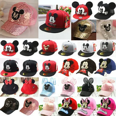 Mickey Minnie Mouse Baseball Cap Kids Boys Girls Snapback Outdoor Sun Hats Gifts • £3.41