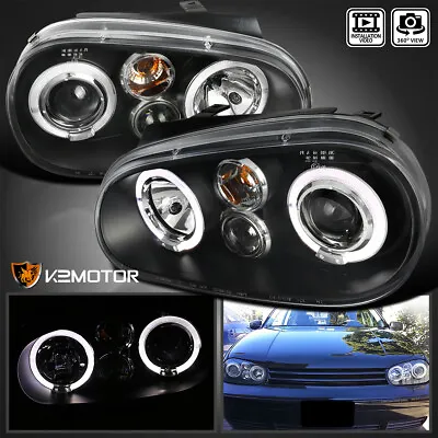 Black Fits 1999-2005 Volkswagen Golf GTI R32 MK4 LED Halo Projector Headlights • $111.59