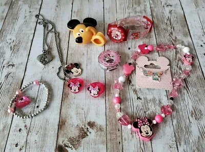 Disney Kids Jewelry Lot Mickey Minnie Cheer Watch Necklace Danara Beaded Ring • $19.99