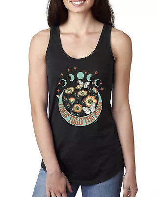 I Only Told The Moon Moon Phases Daisies Ladies Racerback Tank Top • $19.99