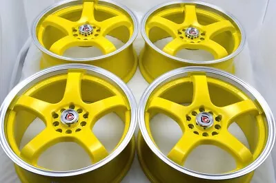 4 New DDR Fuzion 17x7.5 5x100/114.3 38mm Yellow/Polished Lip 17  Wheels Rims • $659