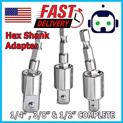 1/2  1/4  3/8  Hex Shank Drill Bit Wrench Socket Adapter Drive Ratchet Extension • $5.99