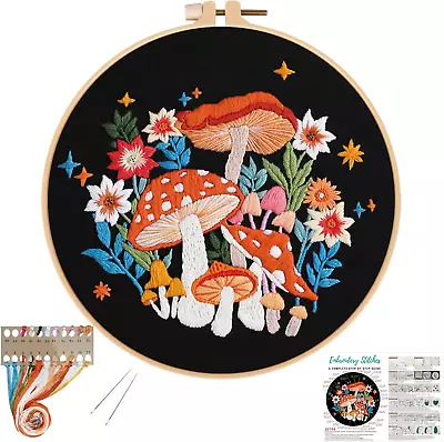 Mushroom Embroidery Kits For Beginners With Art Night PatternAdults Starter Cro • $14.85