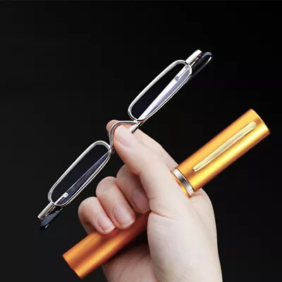 Metal Reading Glasses Readers Pocket Slim Mini Eyeglasses With Tube Case+1.0~4.0 • $4.49