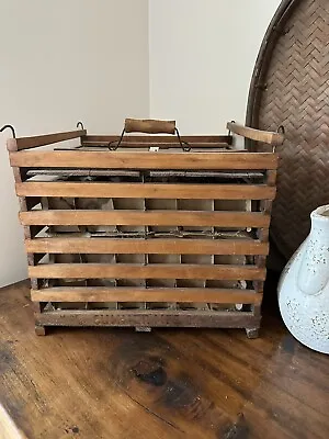 Antique Rustic Wooden Wood Egg Crate Carrying Box Vtg  Cummer MCF Co. • $65