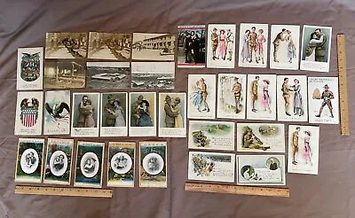 Lot Of 30 Antique Vintage Patriotic WW II Postcards W/ Correspondence On Back • $60