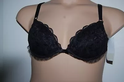 Illusions By Cameo Underwired Lightly Padded Plunge Bra Black UK 36B EU 80B BNWT • £10.99