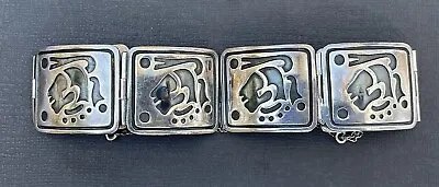 Vintage Pedro Castillo Taxco Sterling Silver Mayan Motif Link Bracelet • $125