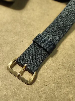 1960's-1970's NOS 18mm Dark Blue/Grey Nylon 1 Piece Military Style Watch Band • $18.95