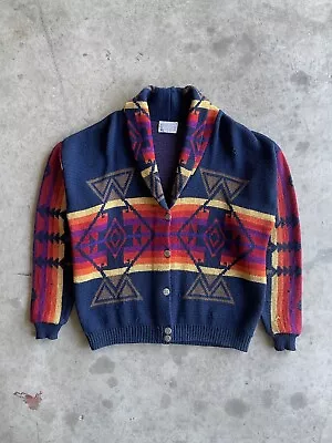 Vintage 70s Pendleton Aztec Western Cardigan Shawl Size Large USA Made  • $84.49