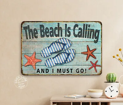 $19.95 • Buy The Beach Is Calling Sign Ocean Home Decor Beach House Sand Waves 108122001043