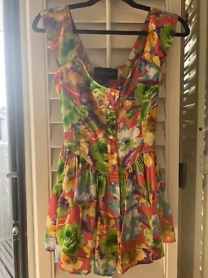 Vanessa Mooney Elisabeth Romper Dress In Multicolor Floral Pattern - Size S • $70