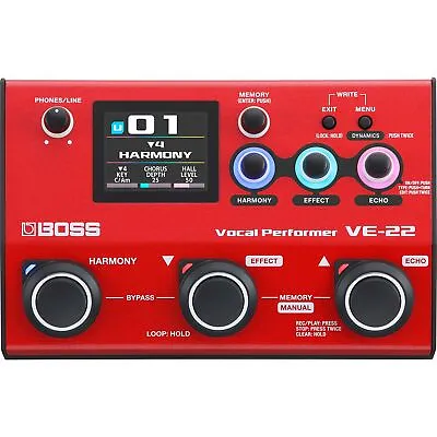 BOSS VE-22 Vocal Performer Microphone Preamp & Vocal Effects Processor Pedal • $349.99