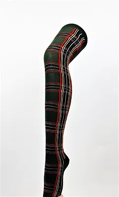 Tartan Overknee Over Knee High Socks 4 X Colours Fancy Dress Dance • £6.85