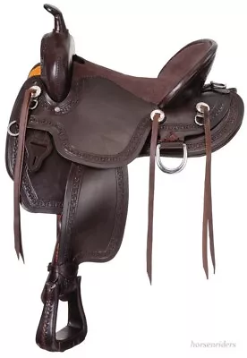 Western Mule Saddle - Dark Oil Leather - Mule Bars-7  Gullet - 15 16 Or 17  • $513.02