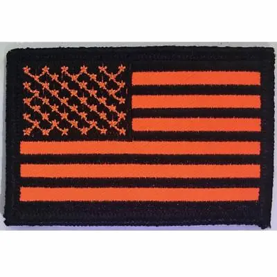 VELCRO® BRAND Fastener Morale HOOK PATCH US Flag Forward Hunting Blaze Orange • $5.95