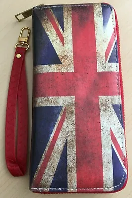 Women's Ladies Red Gold Union Jack UK Flag Purse Wallet Coins Cards **NEW** • £5