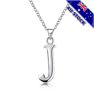 Sterling Silver Filled Letter J Personalised Pendant Chain Necklace Gift • $5.88