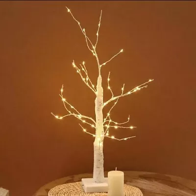 2FT Birch Tree With LED Lights For Table Top Christmas Tree With Warm White 66 L • $11.98