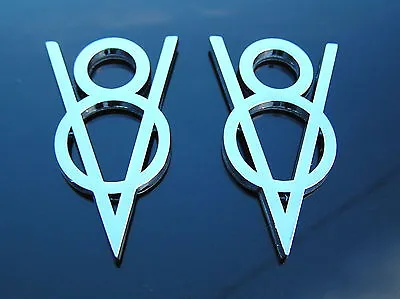 VINTAGE STYLE V8 PAIR CHROME METAL EMBLEMS Car Badges *NEW* Suit Ford Etc. • $29.95