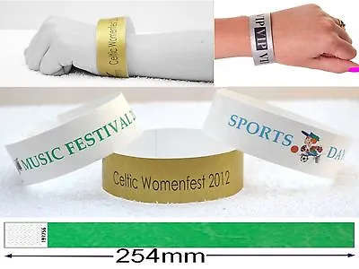 £3.30 • Buy Wristbands Personalised Custom Printed Plain Security Event Numbered 100 Pack